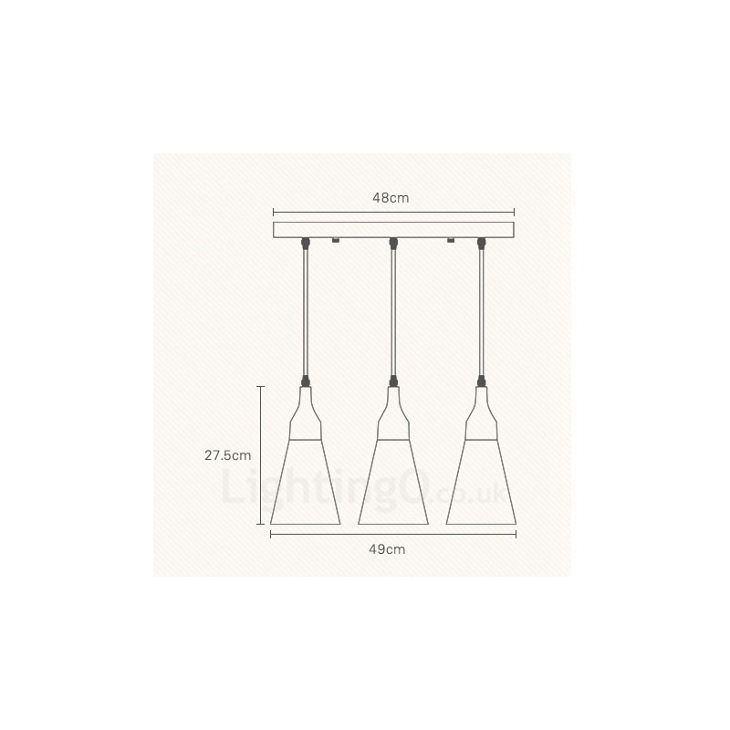 Suspension contemporaine moderne en bois à 3 lampes avec abat-jour en tissu