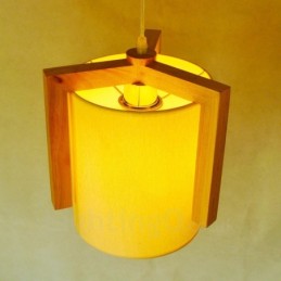 Suspension 1 lumière en bois de style nordique moderne et contemporain avec abat-jour en tissu
