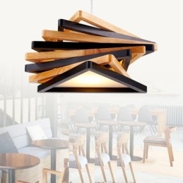 Suspension contemporaine moderne en bois à 1 lumière avec abat-jour en bois
