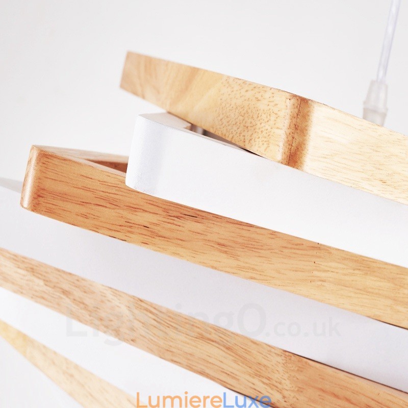 Suspension contemporaine moderne en bois à 1 lumière avec abat-jour en bois