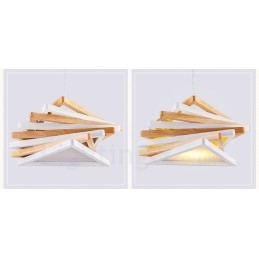 Suspension contemporaine moderne en bois à 1 lumière avec abat-jour en bois