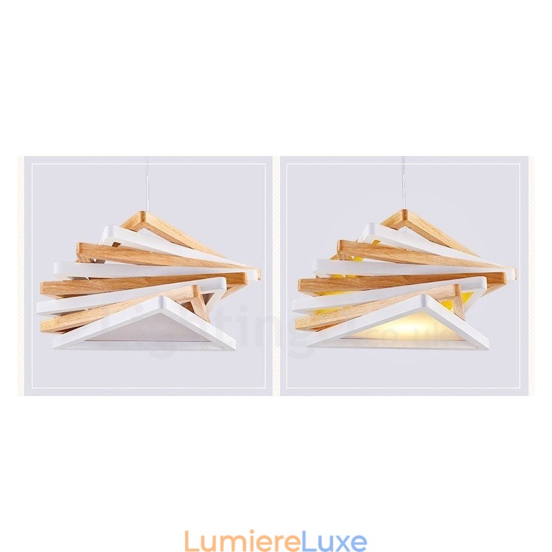 Suspension contemporaine moderne en bois à 1 lumière avec abat-jour en bois