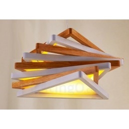 Suspension contemporaine moderne en bois à 1 lumière avec abat-jour en bois