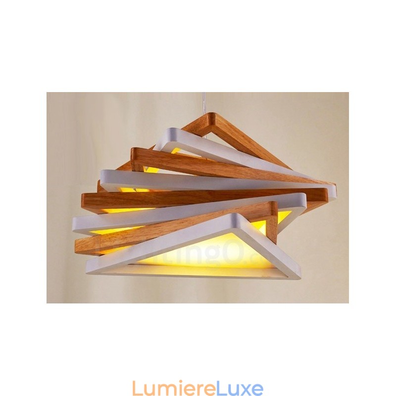 Suspension contemporaine moderne en bois à 1 lumière avec abat-jour en bois