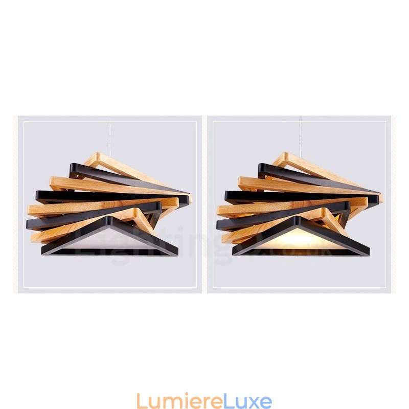 Suspension contemporaine moderne en bois à 1 lumière avec abat-jour en bois