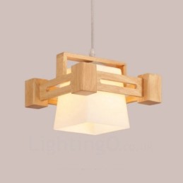 Suspension 1 lumière en bois de style nordique moderne et contemporain avec abat-jour en tissu