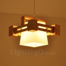Suspension 1 lumière en bois de style nordique moderne et contemporain avec abat-jour en tissu
