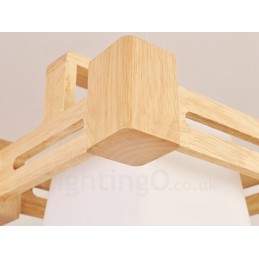 Suspension 1 lumière en bois de style nordique moderne et contemporain avec abat-jour en tissu