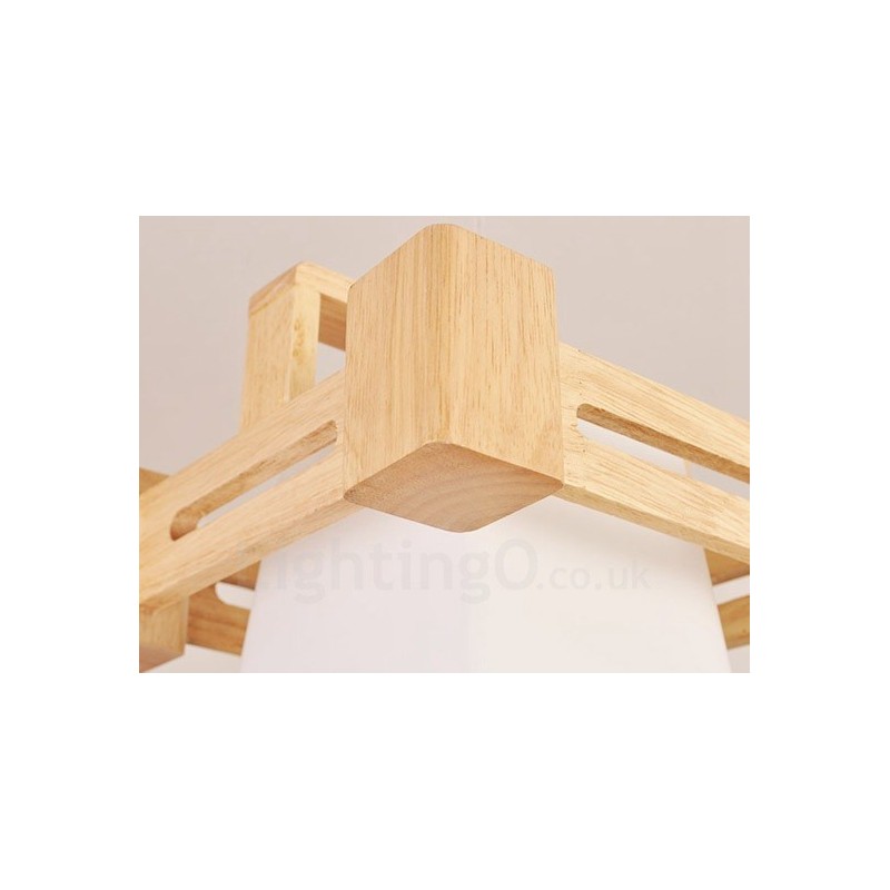Suspension 1 lumière en bois de style nordique moderne et contemporain avec abat-jour en tissu