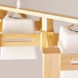 Suspension moderne contemporaine en bois à 3 lumières de style nordique avec abat-jour en tissu
