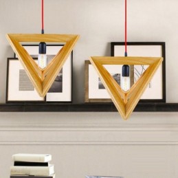 Suspension contemporaine moderne en bois à 1 lumière avec abat-jour en bois