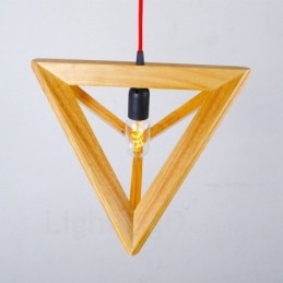 Suspension contemporaine moderne en bois à 1 lumière avec abat-jour en bois
