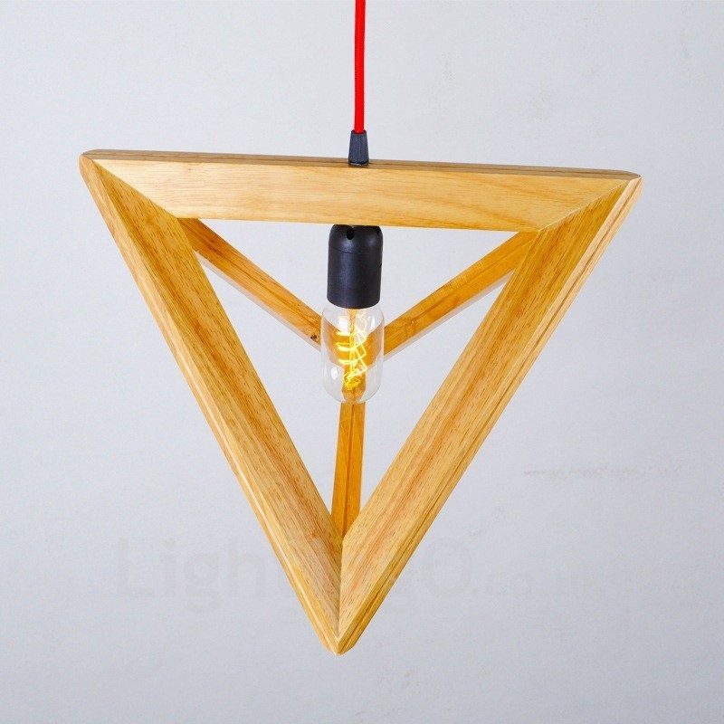 Suspension contemporaine moderne en bois à 1 lumière avec abat-jour en bois