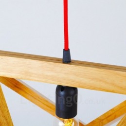 Suspension contemporaine moderne en bois à 1 lumière avec abat-jour en bois