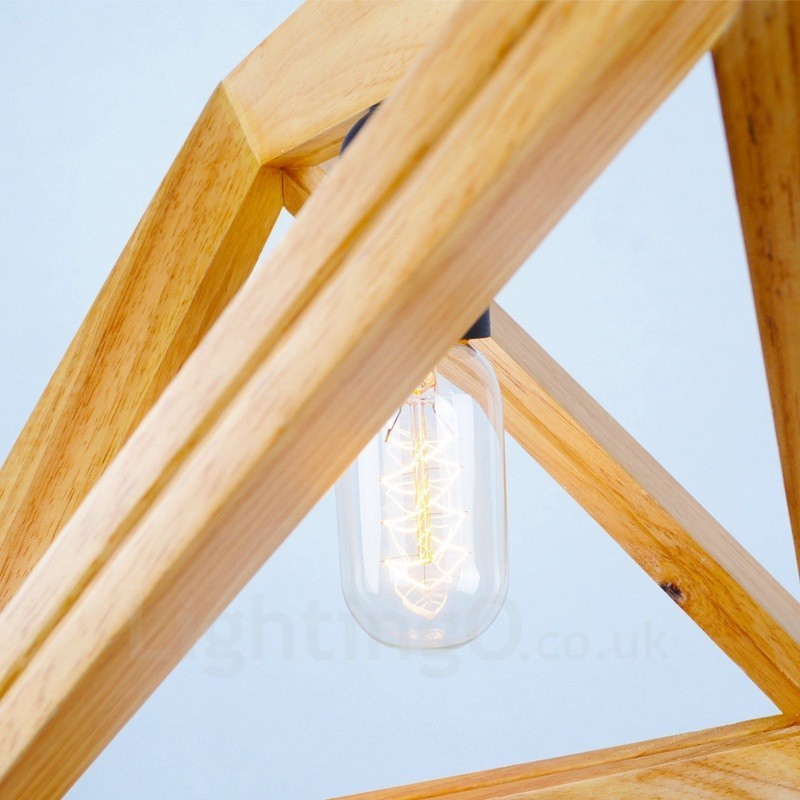 Suspension contemporaine moderne en bois à 1 lumière avec abat-jour en bois