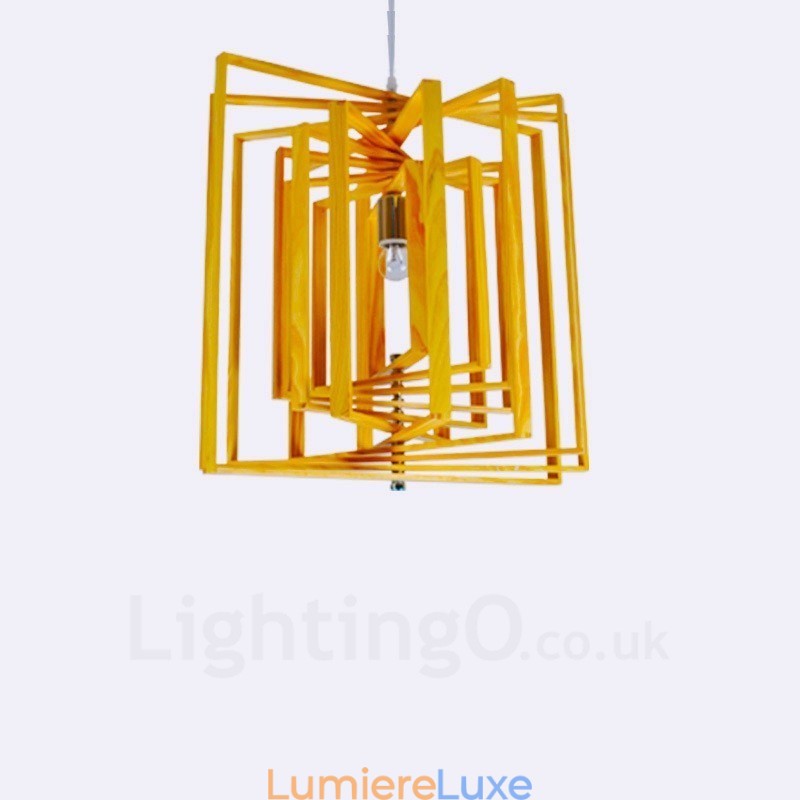 Suspension 1 lumière en bois de style nordique moderne et contemporain avec abat-jour en bois