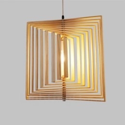 Suspension 1 lumière en bois de style nordique moderne et contemporain avec abat-jour en bois