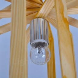 Suspension 1 lumière en bois de style nordique moderne et contemporain avec abat-jour en bois