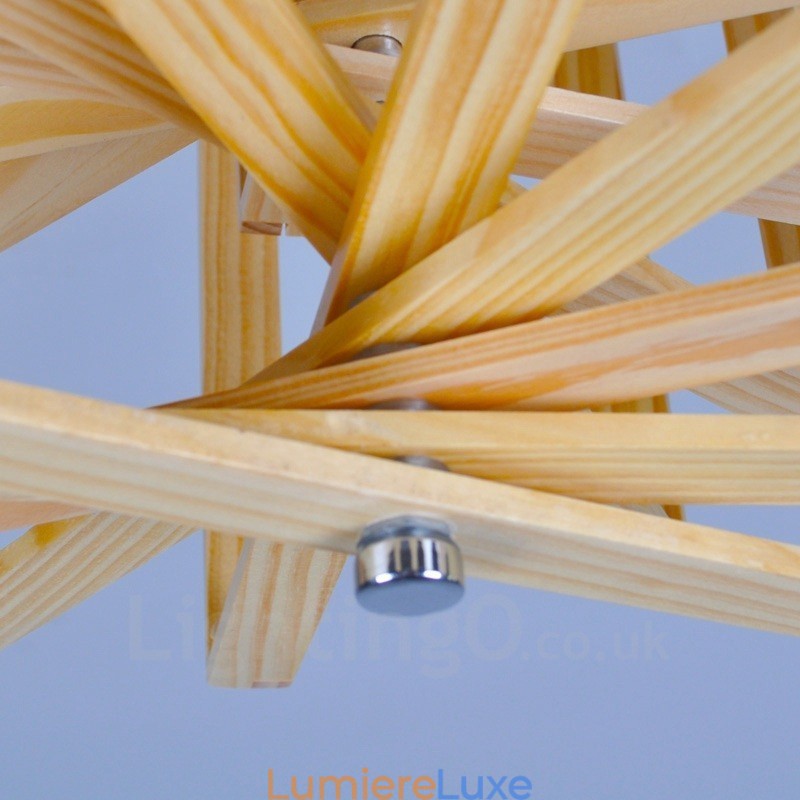 Suspension 1 lumière en bois de style nordique moderne et contemporain avec abat-jour en bois