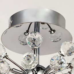 Lustre moderne contemporain en cristal de style mini en métal chromé à montage encastré