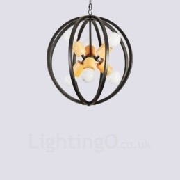 Suspension rétro vintage à 6 lampes en fer avec abat-jour en fer