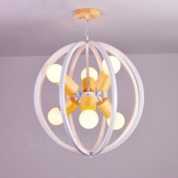 Suspension rétro vintage à 6 lampes en fer avec abat-jour en fer