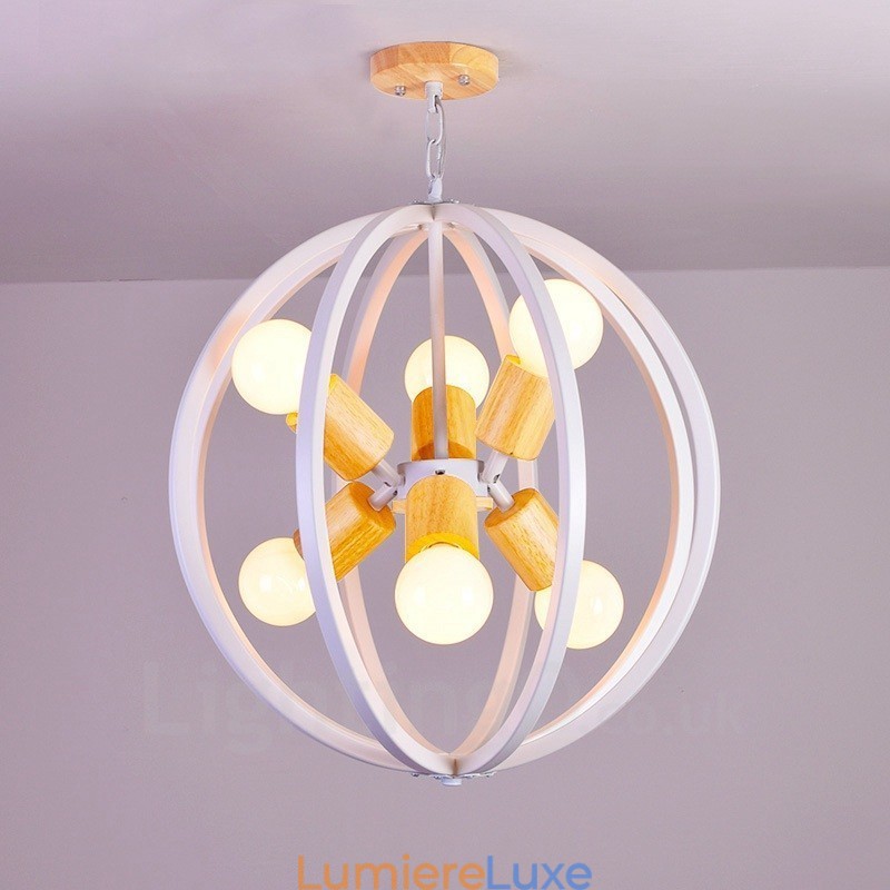Suspension rétro vintage à 6 lampes en fer avec abat-jour en fer