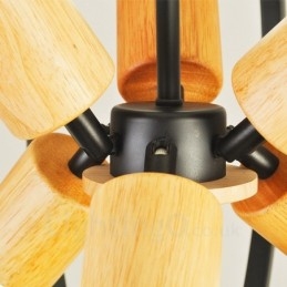 Suspension rétro vintage à 6 lampes en fer avec abat-jour en fer