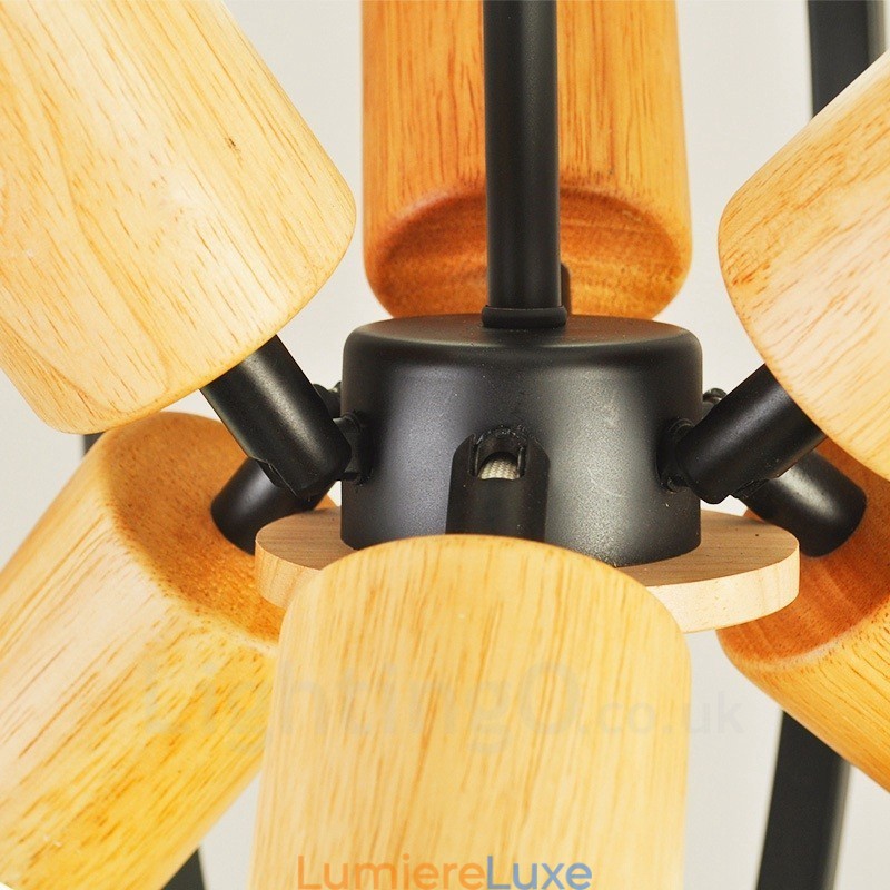 Suspension rétro vintage à 6 lampes en fer avec abat-jour en fer