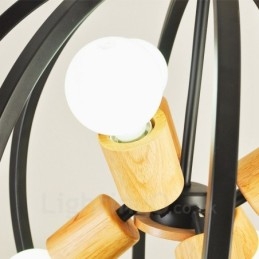 Suspension rétro vintage à 6 lampes en fer avec abat-jour en fer