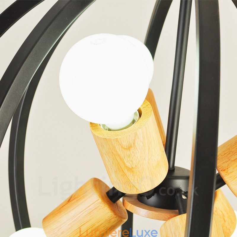 Suspension rétro vintage à 6 lampes en fer avec abat-jour en fer