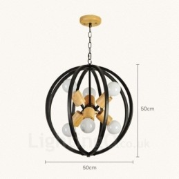 Suspension rétro vintage à 6 lampes en fer avec abat-jour en fer