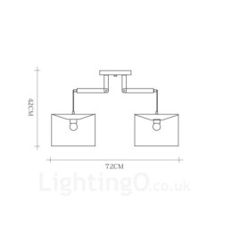 Suspension contemporaine moderne en bois à 2 lampes avec abat-jour en tissu