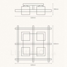Plafonnier encastré de style nordique contemporain moderne à 4 lumières avec abat-jour en verre