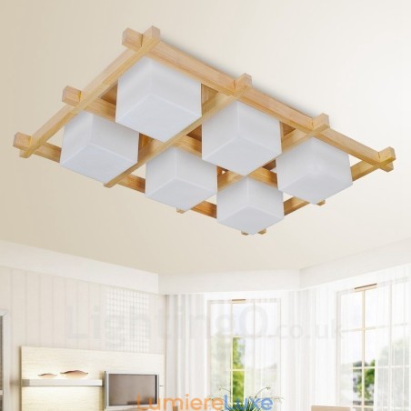 Plafonnier encastré moderne contemporain de style nordique à 6 lumières avec abat-jour en verre Plafonnier encastré moderne contemporain de style nordique à 6 lumières avec abat-jour en verre