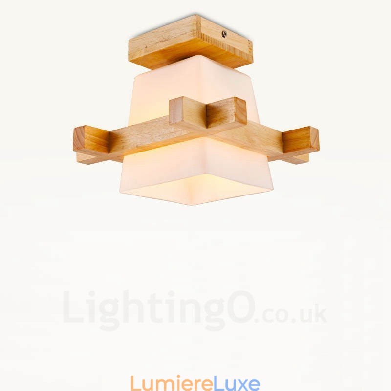Plafonnier encastré de style nordique contemporain moderne à 1 lumière avec abat-jour en verre