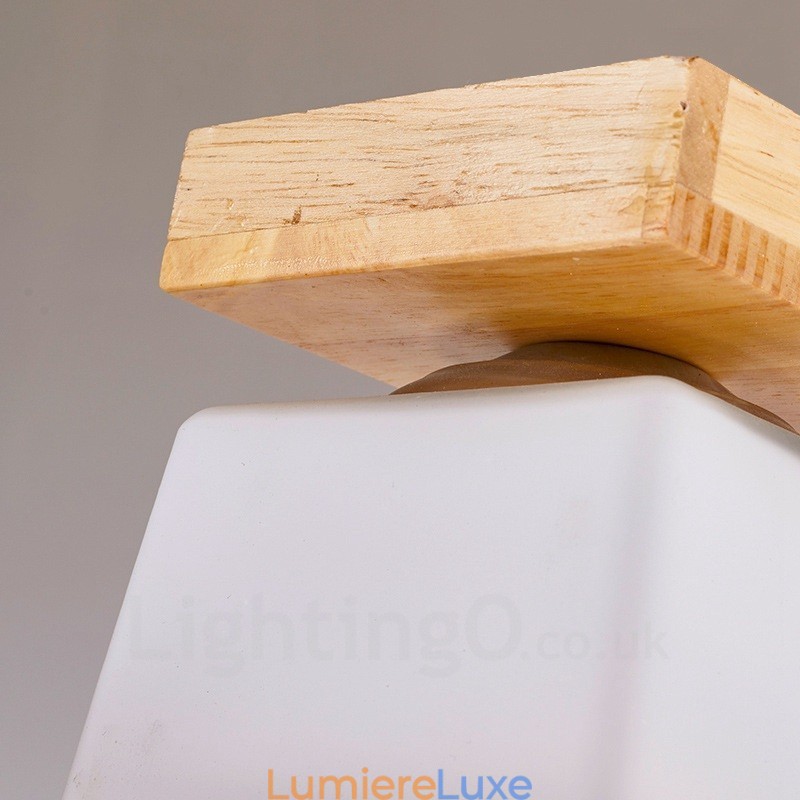 Plafonnier encastré de style nordique contemporain moderne à 1 lumière avec abat-jour en verre