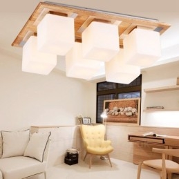 Plafonniers encastrés contemporains modernes à 6 lumières avec abat-jour en verre
