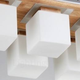 Plafonniers encastrés contemporains modernes à 6 lumières avec abat-jour en verre