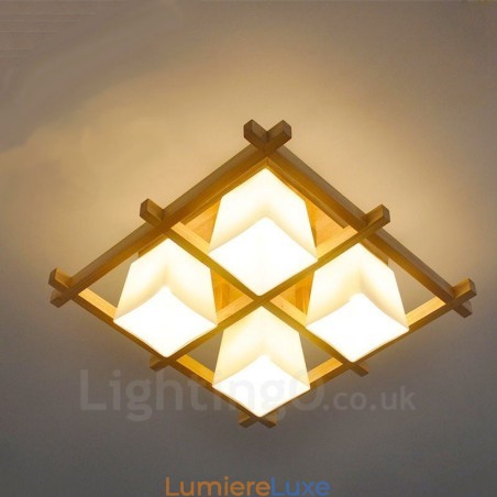 Plafonniers encastrés contemporains modernes à 4 lumières avec abat-jour en verre
