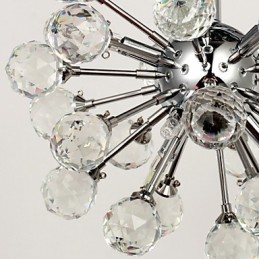 Lustre moderne contemporain en cristal de style mini en métal chromé à montage encastré