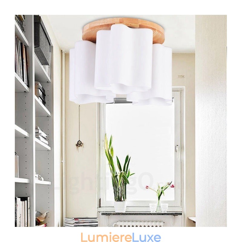 Plafonniers encastrés contemporains modernes à 3 lumières avec abat-jour en verre