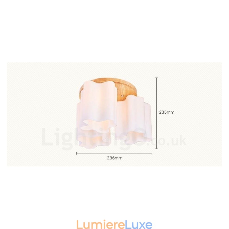 Plafonniers encastrés contemporains modernes à 3 lumières avec abat-jour en verre