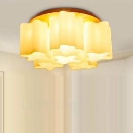 Plafonniers encastrés contemporains modernes à 6 lumières avec abat-jour en verre
