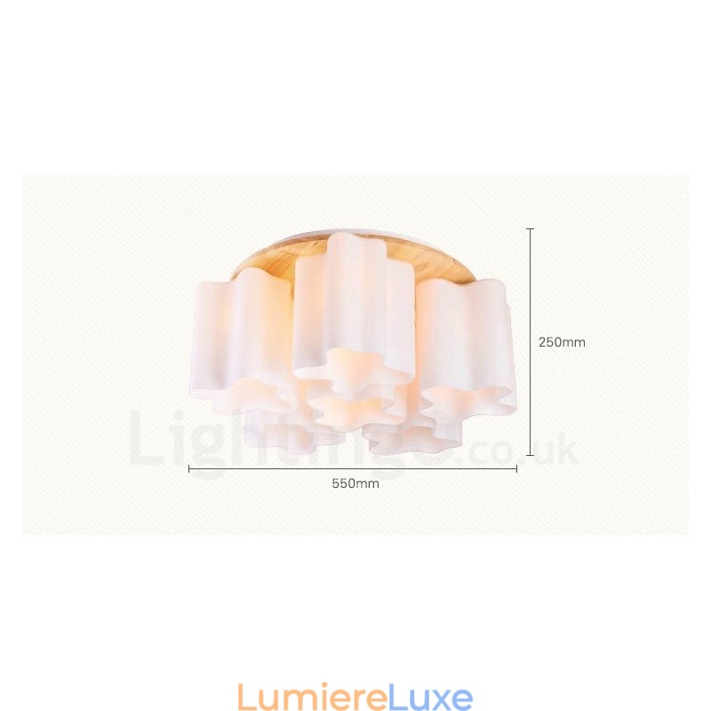Plafonniers encastrés contemporains modernes à 6 lumières avec abat-jour en verre