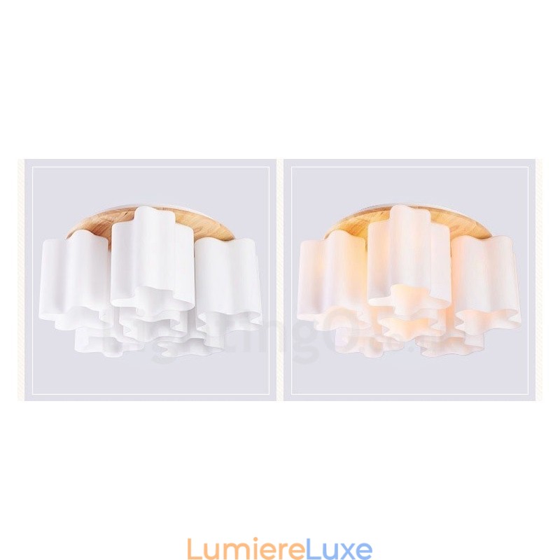 Plafonniers encastrés contemporains modernes à 6 lumières avec abat-jour en verre