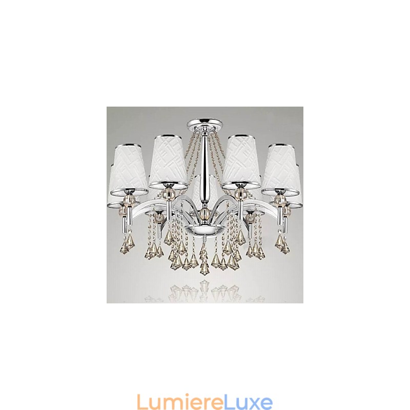 Lustre moderne contemporain en cristal et métal chromé