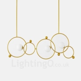 Plafonnier contemporain moderne à 3 lampes, plaqué cuivre, avec abat-jour en verre blanc
