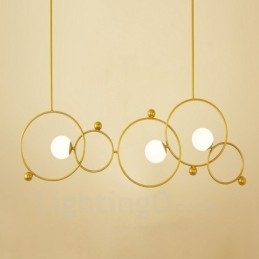 Plafonnier contemporain moderne à 3 lampes, plaqué cuivre, avec abat-jour en verre blanc