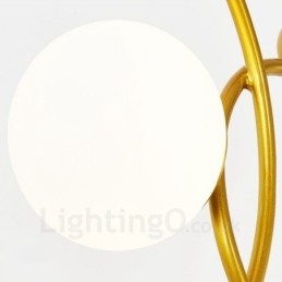 Plafonnier contemporain moderne à 3 lampes, plaqué cuivre, avec abat-jour en verre blanc